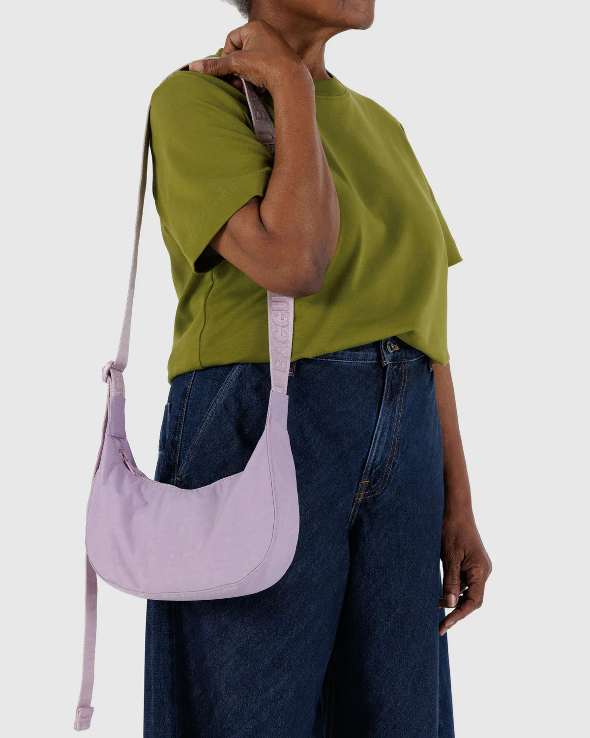 Small Nylon Crescent Bag - Dusty Pink - Image 3