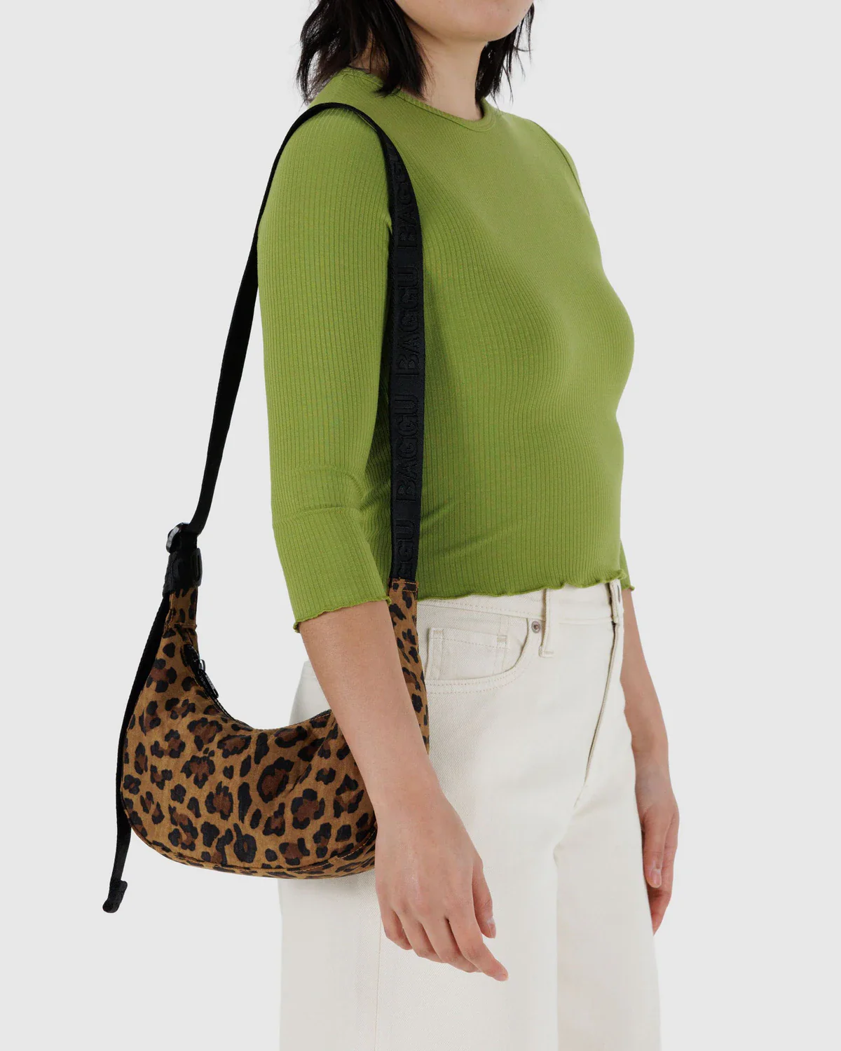 Small Nylon Crescent Bag - Leopard - Image 3