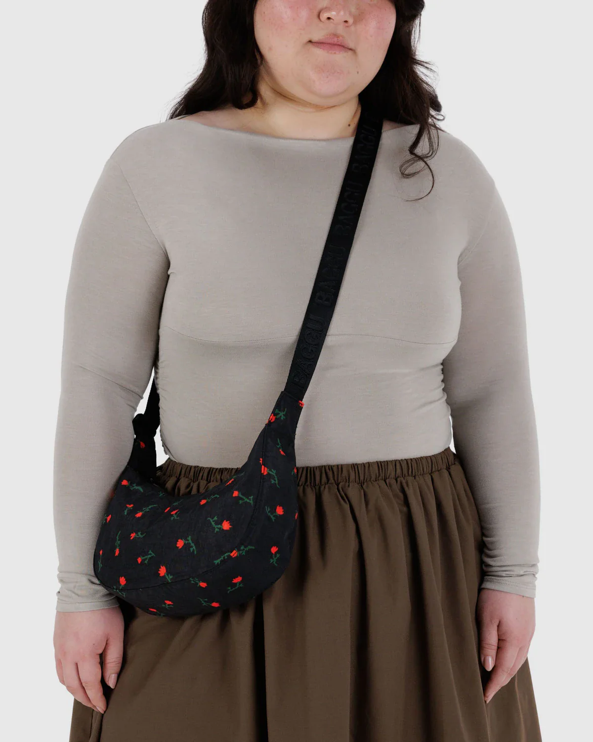 Small Nylon Crescent Bag - Painted Wildflower - Image 3