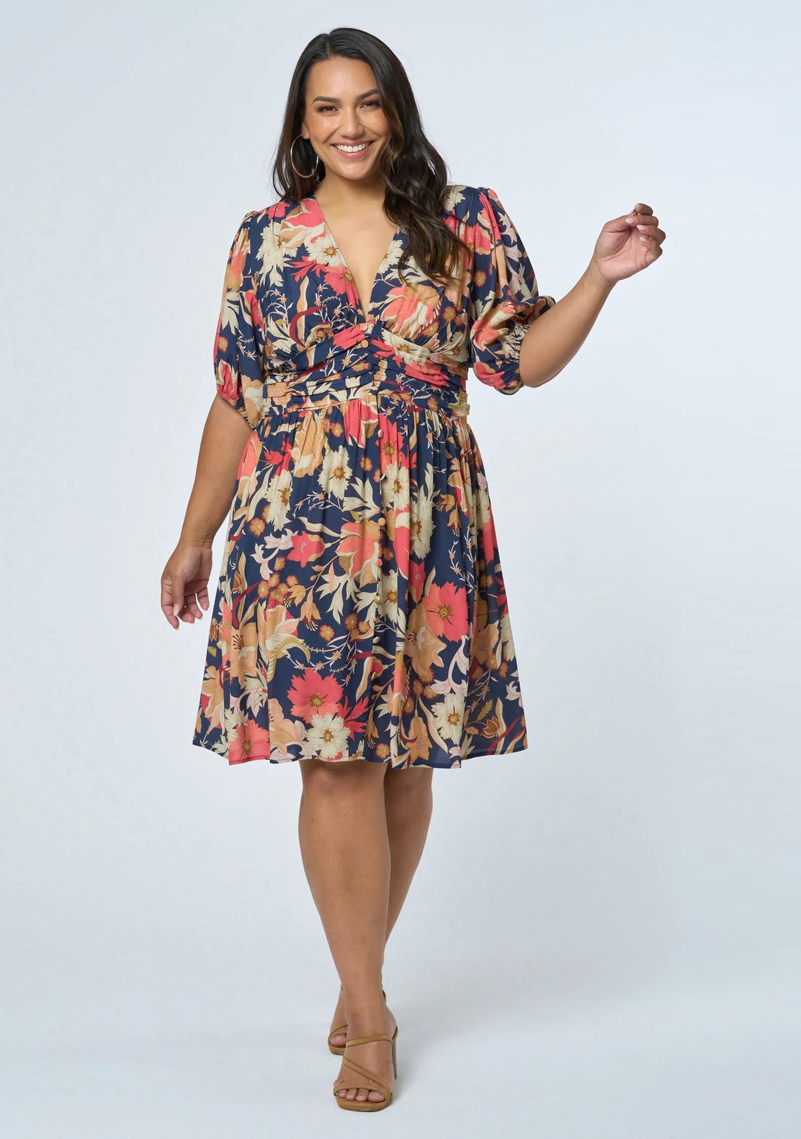 Sprung Mini Dress - Navy Floral - Image 3