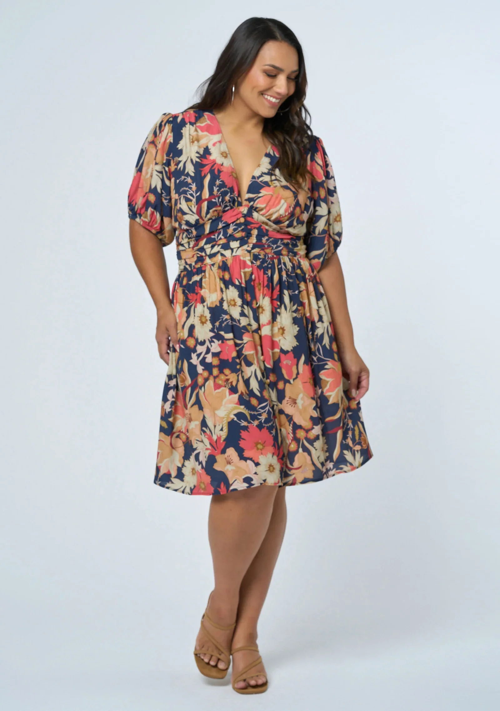 Sprung Mini Dress - Navy Floral - Image 4