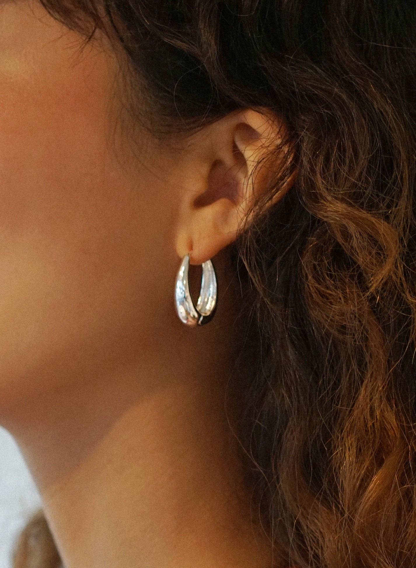 Teardrop Click Hoops • Silver - Image 2