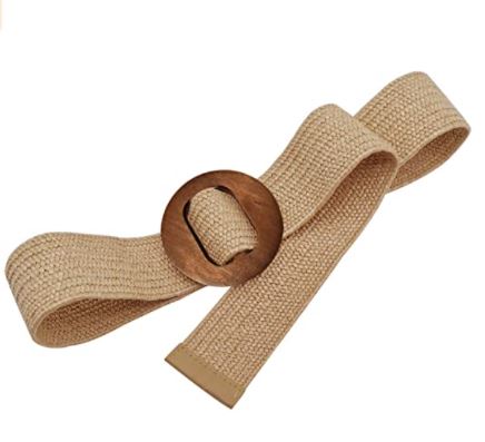 True Love Elasticised Wooden Buckle Belt - Ecru - Image 3