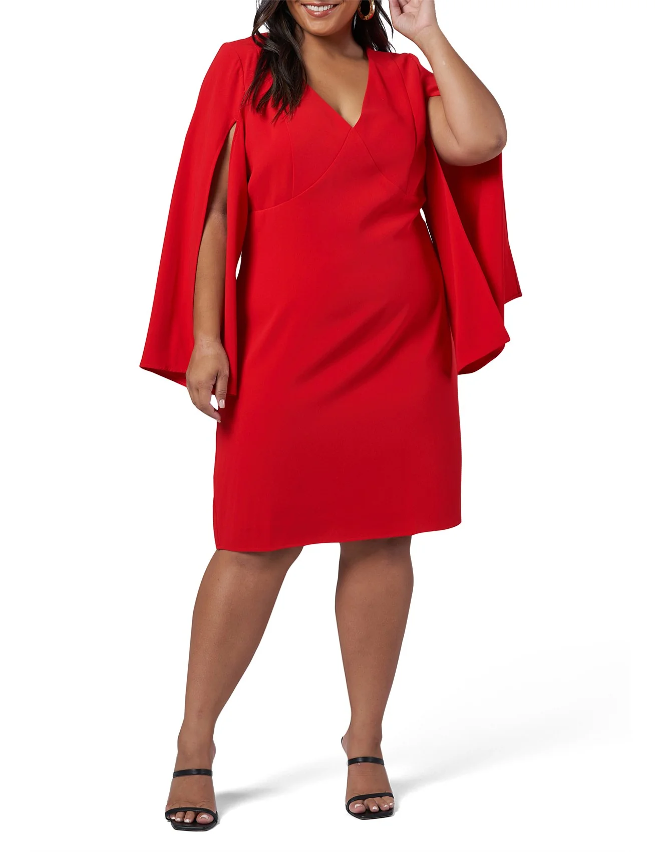 Veda Cape Dress - Red - Image 2