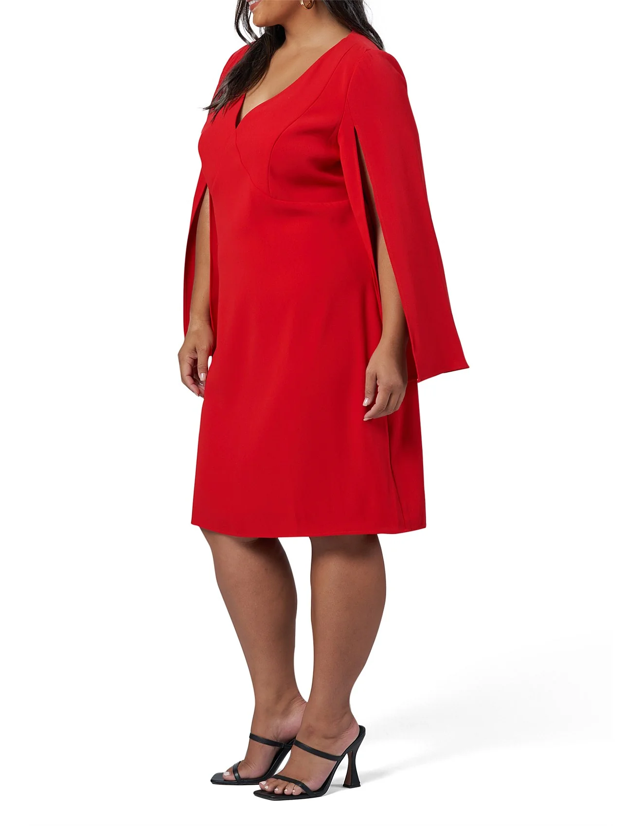 Veda Cape Dress - Red - Image 3