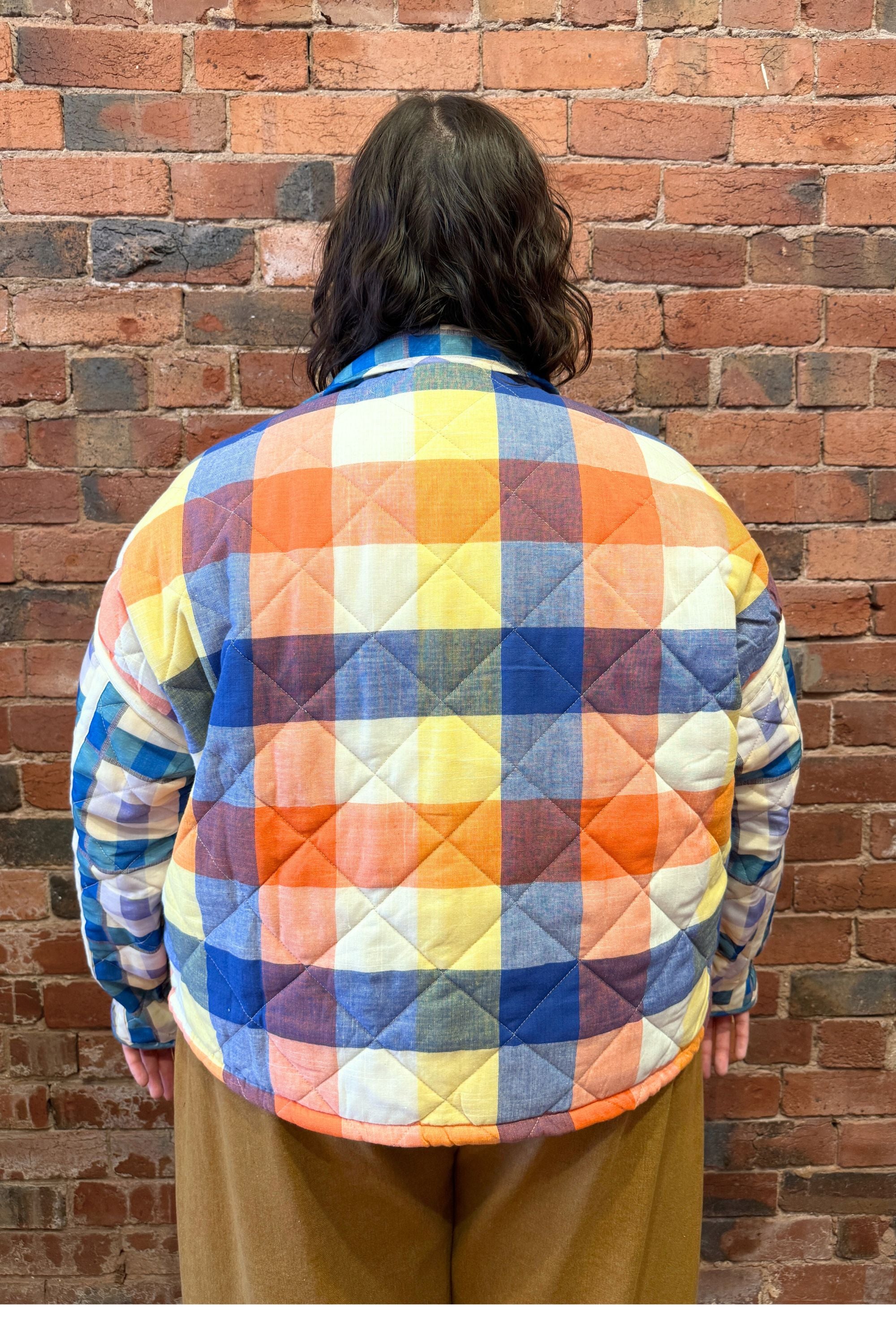 Warm Blues Plaid Puffer Jacket - Image 11
