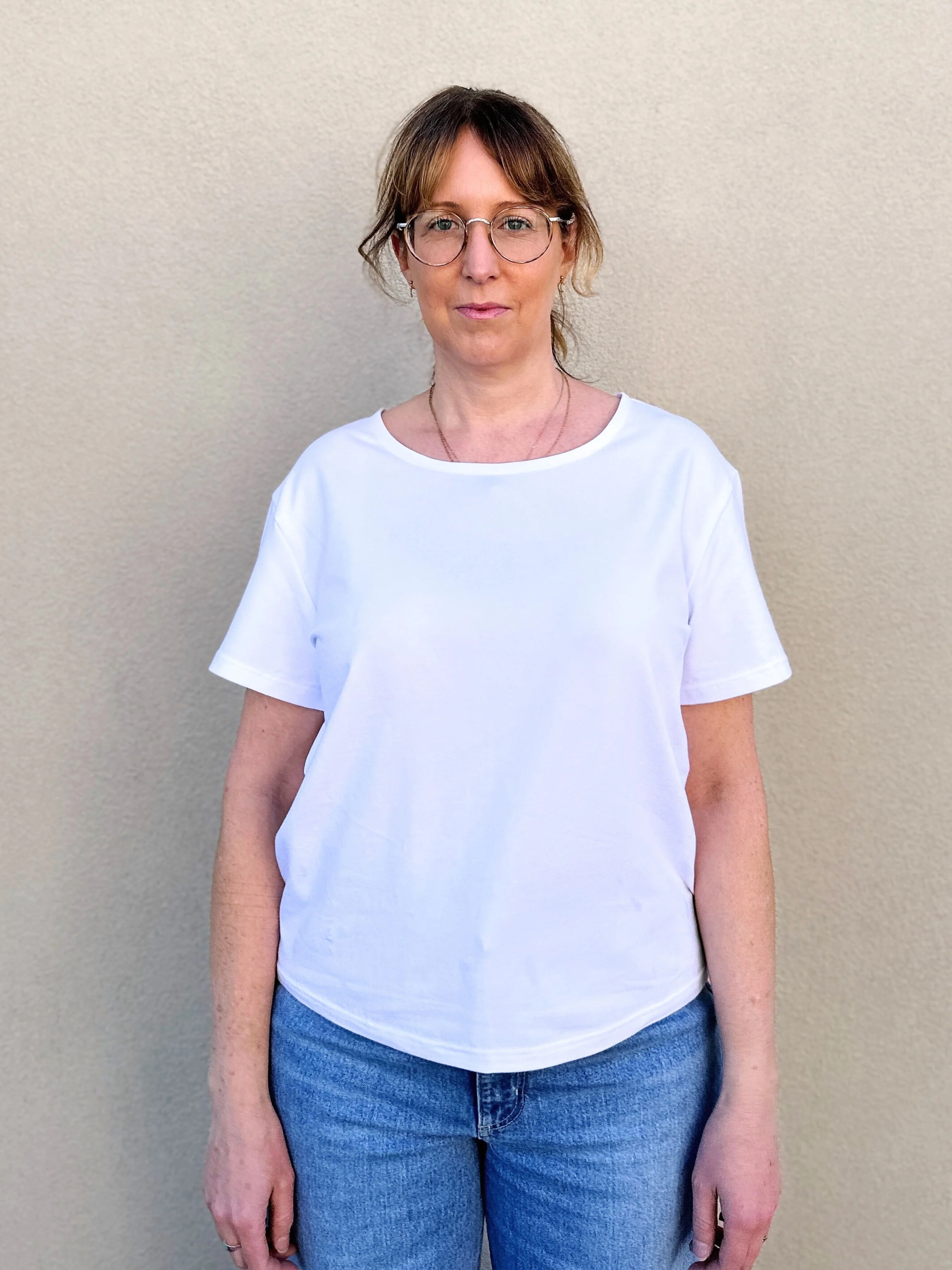White Scoop Neck Tee - Image 5