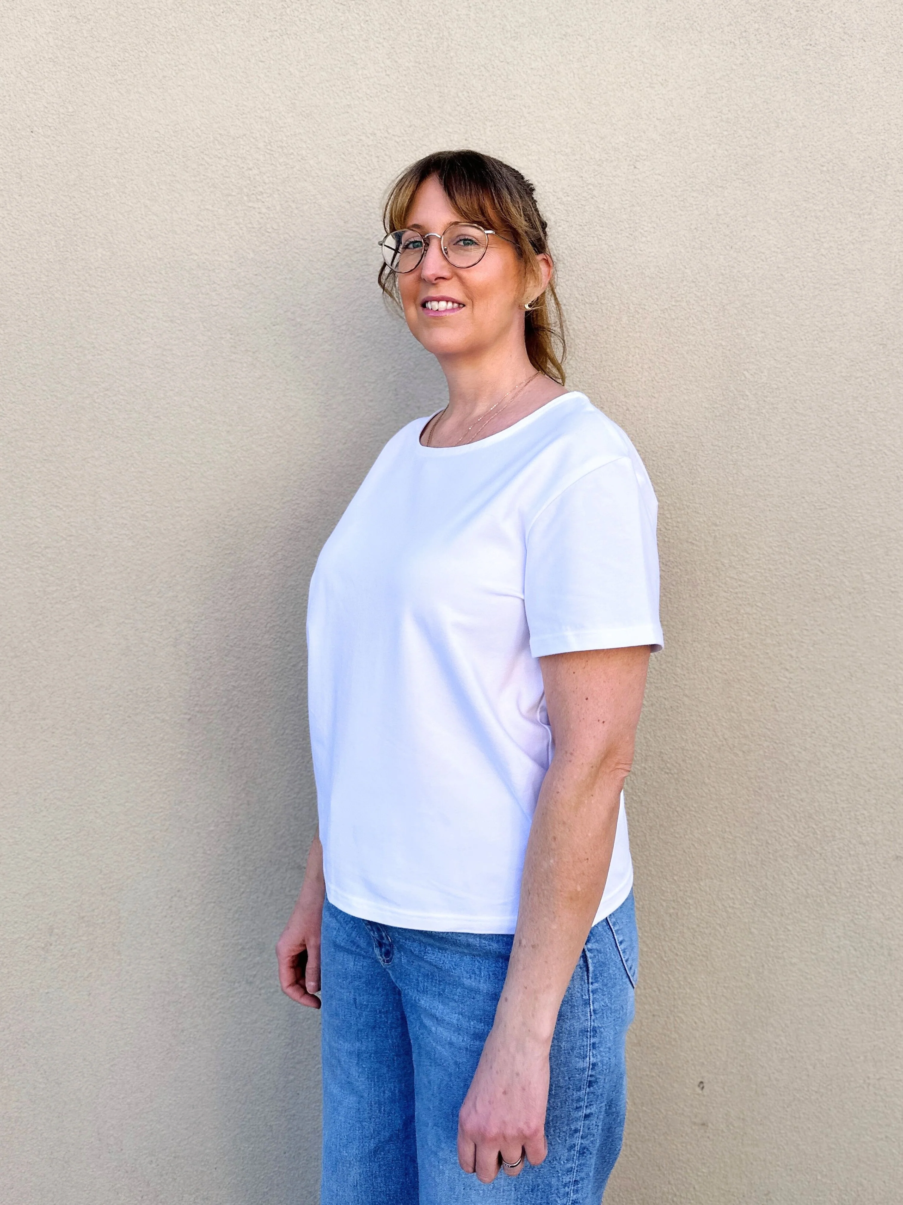 White Scoop Neck Tee - Image 6