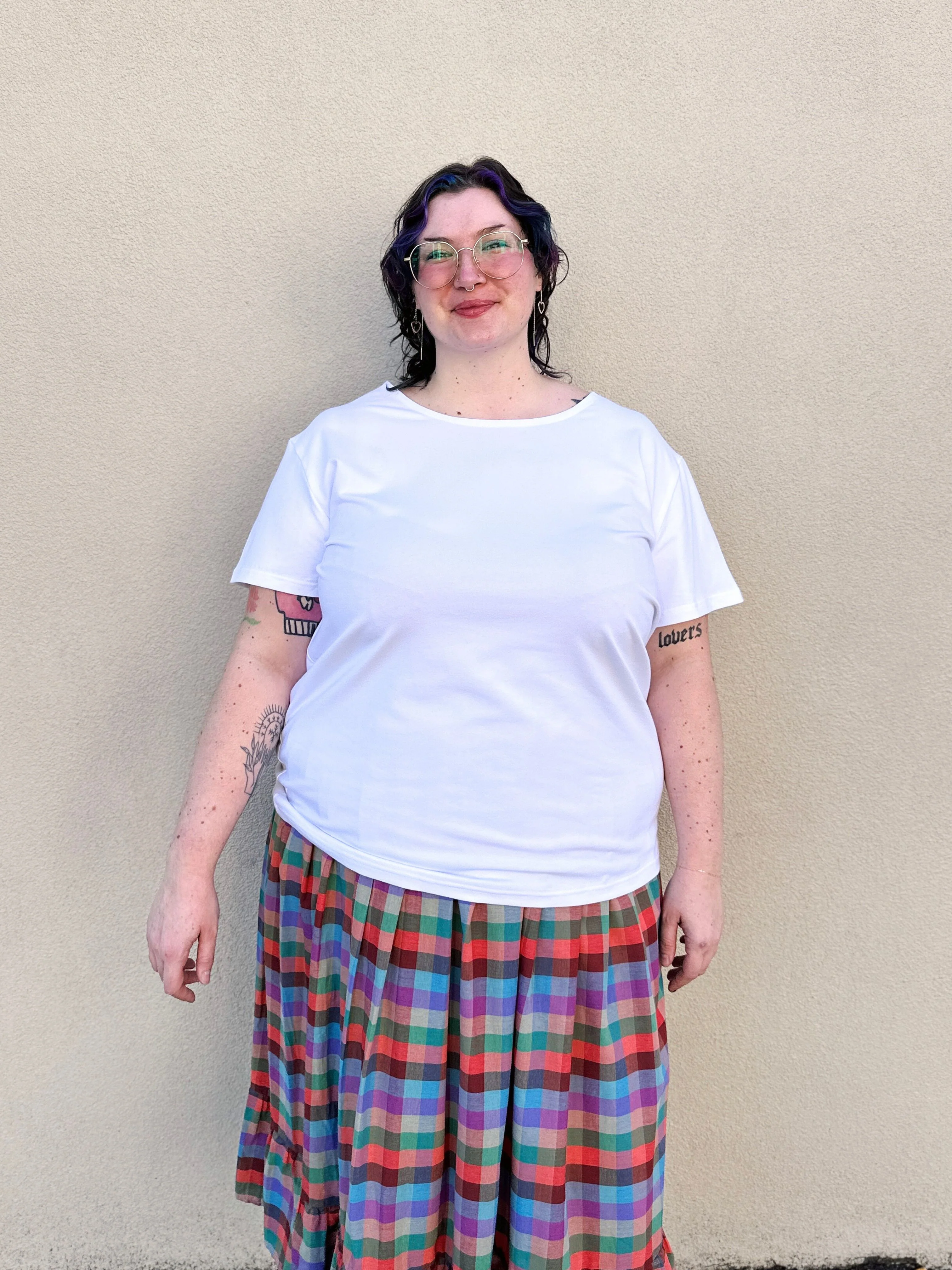 White Scoop Neck Tee - Image 7